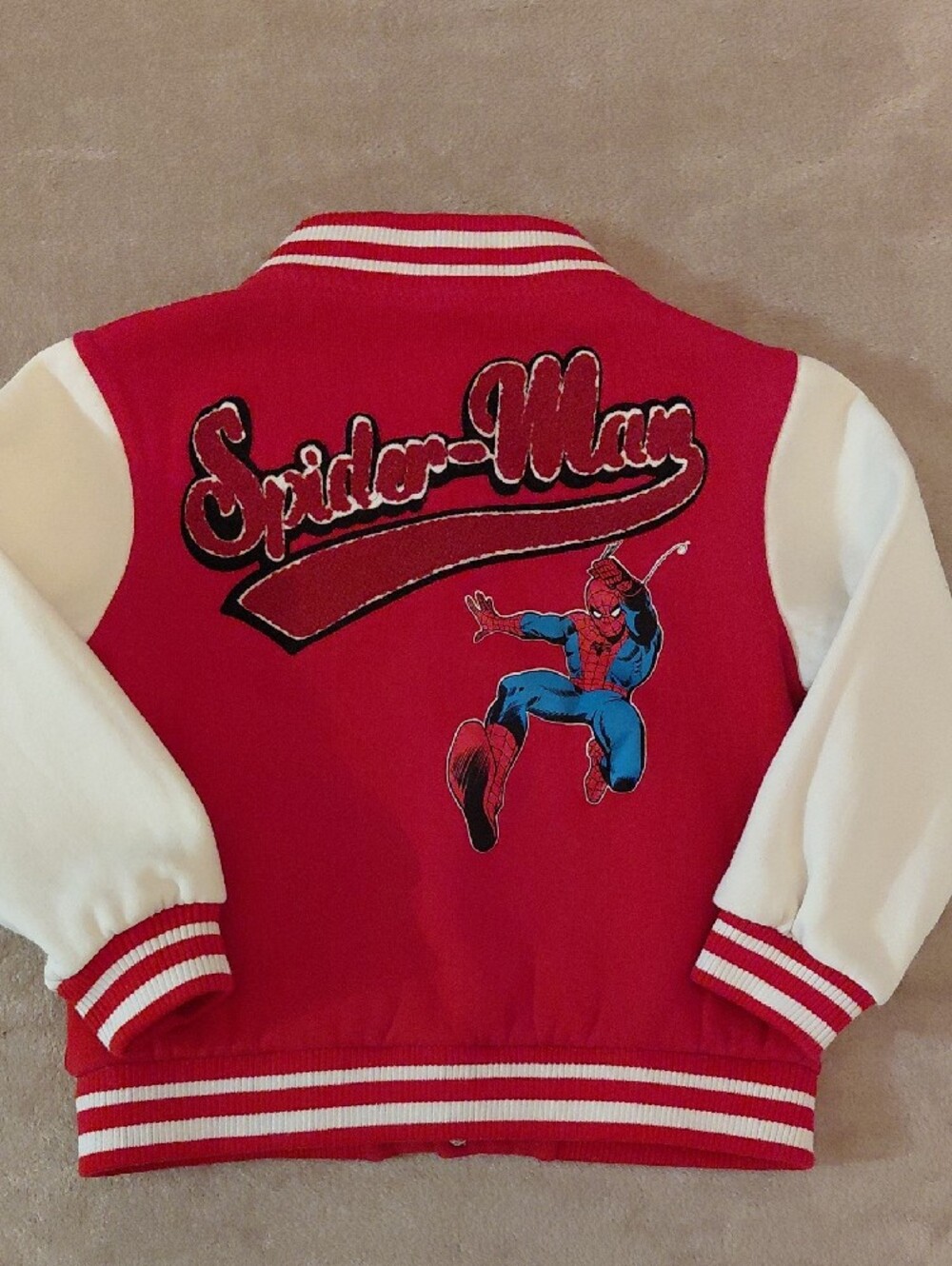 Marvel Red & White Kids Spider-Man Varsity Hoodie Jacket 4T Spidey - Picture 7 of 11